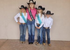 2024 Teen Queen Elisabeth with two of our Princesses and Wrangler